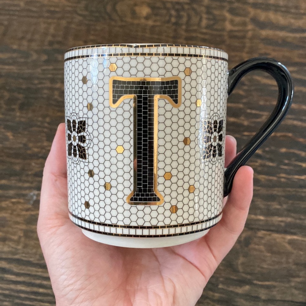 Tiled Margot Monogram Mug Letter T by Anthropologie